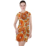 Oranges Patterns Tropical Fruits, Citrus Fruits Drawstring Hooded Dress