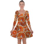 Oranges Patterns Tropical Fruits, Citrus Fruits Quarter Sleeve Skater Dress