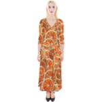 Oranges Patterns Tropical Fruits, Citrus Fruits Quarter Sleeve Wrap Maxi Dress