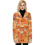 Oranges Patterns Tropical Fruits, Citrus Fruits Button Up Hooded Coat 