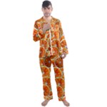 Oranges Patterns Tropical Fruits, Citrus Fruits Men s Long Sleeve Satin Pajamas Set