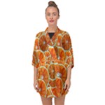 Oranges Patterns Tropical Fruits, Citrus Fruits Half Sleeve Chiffon Kimono