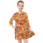 Oranges Patterns Tropical Fruits, Citrus Fruits Kids  Quarter Sleeve Shirt Dress