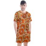 Oranges Patterns Tropical Fruits, Citrus Fruits Men s Mesh T-Shirt and Shorts Set