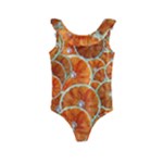 Oranges Patterns Tropical Fruits, Citrus Fruits Kids  Frill Swimsuit