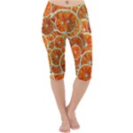 Oranges Patterns Tropical Fruits, Citrus Fruits Lightweight Velour Cropped Yoga Leggings