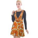 Oranges Patterns Tropical Fruits, Citrus Fruits Plunge Pinafore Velour Dress