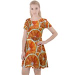 Oranges Patterns Tropical Fruits, Citrus Fruits Cap Sleeve Velour Dress 