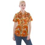 Oranges Patterns Tropical Fruits, Citrus Fruits Women s Short Sleeve Pocket Shirt
