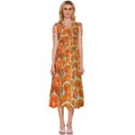 Oranges Patterns Tropical Fruits, Citrus Fruits V-Neck Drawstring Shoulder Sleeveless Maxi Dress