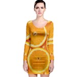 Oranges Textures, Close-up, Tropical Fruits, Citrus Fruits, Fruits Long Sleeve Bodycon Dress