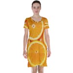 Oranges Textures, Close-up, Tropical Fruits, Citrus Fruits, Fruits Short Sleeve Nightdress