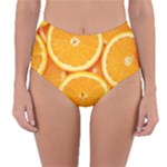 Oranges Textures, Close-up, Tropical Fruits, Citrus Fruits, Fruits Reversible High-Waist Bikini Bottoms