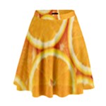 Oranges Textures, Close-up, Tropical Fruits, Citrus Fruits, Fruits High Waist Skirt