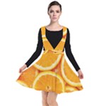 Oranges Textures, Close-up, Tropical Fruits, Citrus Fruits, Fruits Plunge Pinafore Dress