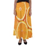 Oranges Textures, Close-up, Tropical Fruits, Citrus Fruits, Fruits Flared Maxi Skirt