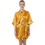 Oranges Textures, Close-up, Tropical Fruits, Citrus Fruits, Fruits Half Sleeve Satin Kimono 
