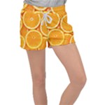 Oranges Textures, Close-up, Tropical Fruits, Citrus Fruits, Fruits Women s Velour Lounge Shorts