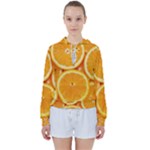 Oranges Textures, Close-up, Tropical Fruits, Citrus Fruits, Fruits Women s Tie Up Sweat