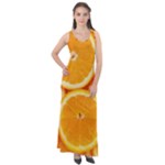Oranges Textures, Close-up, Tropical Fruits, Citrus Fruits, Fruits Sleeveless Velour Maxi Dress