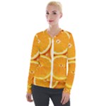 Oranges Textures, Close-up, Tropical Fruits, Citrus Fruits, Fruits Velvet Zip Up Jacket