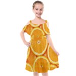 Oranges Textures, Close-up, Tropical Fruits, Citrus Fruits, Fruits Kids  Cut Out Shoulders Chiffon Dress