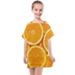 Oranges Textures, Close-up, Tropical Fruits, Citrus Fruits, Fruits Kids  One Piece Chiffon Dress