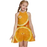Oranges Textures, Close-up, Tropical Fruits, Citrus Fruits, Fruits Kids  Halter Collar Waist Tie Chiffon Dress