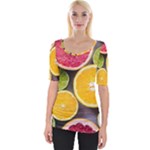 Oranges, Grapefruits, Lemons, Limes, Fruits Wide Neckline T-Shirt