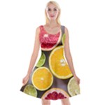 Oranges, Grapefruits, Lemons, Limes, Fruits Reversible Velvet Sleeveless Dress