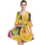 Oranges, Grapefruits, Lemons, Limes, Fruits Velour Kimono Dress