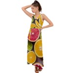 Oranges, Grapefruits, Lemons, Limes, Fruits V-Neck Chiffon Maxi Dress