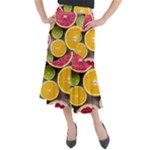 Oranges, Grapefruits, Lemons, Limes, Fruits Midi Mermaid Skirt