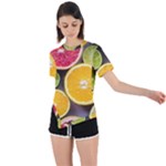 Oranges, Grapefruits, Lemons, Limes, Fruits Asymmetrical Short Sleeve Sports T-Shirt