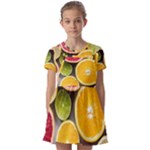 Oranges, Grapefruits, Lemons, Limes, Fruits Kids  Short Sleeve Pinafore Style Dress