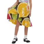 Oranges, Grapefruits, Lemons, Limes, Fruits Kids  Ruffle Flared Wrap Midi Skirt