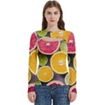 Oranges, Grapefruits, Lemons, Limes, Fruits Women s Cut Out Long Sleeve T-Shirt