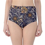 Paisley Texture, Floral Ornament Texture Classic High-Waist Bikini Bottoms