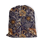 Paisley Texture, Floral Ornament Texture Drawstring Pouch (2XL)