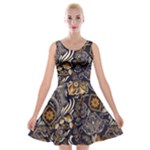 Paisley Texture, Floral Ornament Texture Velvet Skater Dress