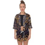 Paisley Texture, Floral Ornament Texture Open Front Chiffon Kimono