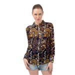 Paisley Texture, Floral Ornament Texture Long Sleeve Chiffon Shirt