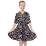 Paisley Texture, Floral Ornament Texture Kids  All Frills Chiffon Dress