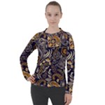 Paisley Texture, Floral Ornament Texture Women s Pique Long Sleeve T-Shirt