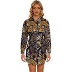 Paisley Texture, Floral Ornament Texture Womens Long Sleeve Shirt Dress