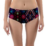 Pattern, Ornament, Motif, Colorful Reversible Mid-Waist Bikini Bottoms