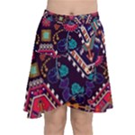 Pattern, Ornament, Motif, Colorful Chiffon Wrap Front Skirt