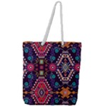 Pattern, Ornament, Motif, Colorful Full Print Rope Handle Tote (Large)