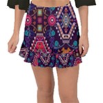 Pattern, Ornament, Motif, Colorful Fishtail Mini Chiffon Skirt