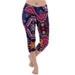 Pattern, Ornament, Motif, Colorful Lightweight Velour Capri Yoga Leggings